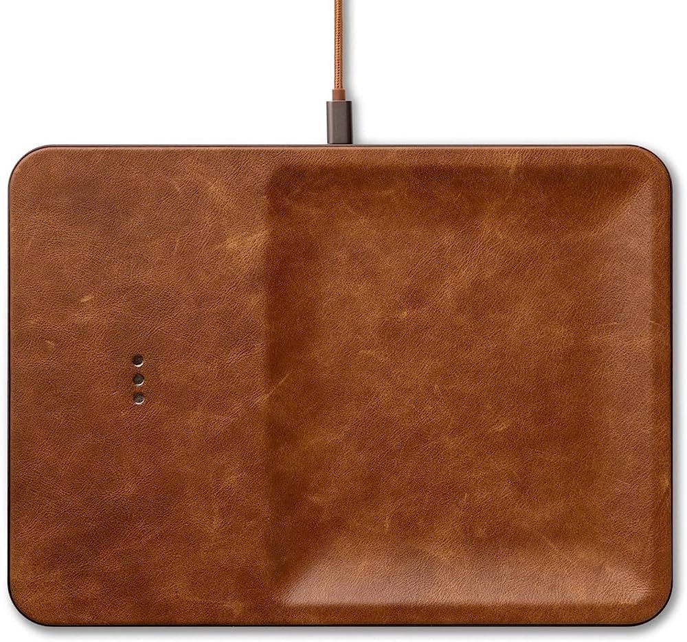 Courant Catch:3 Classics - Italian Leather Wireless Charging Station and Valet Tray (Saddle) - Qi... | Amazon (US)