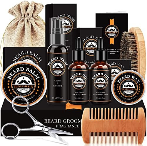 Beard Kit, Mustache Beard Grooming Kit Christmas Gifts for Men Dad Husband Boyfriend with 2 Beard Oi | Amazon (US)