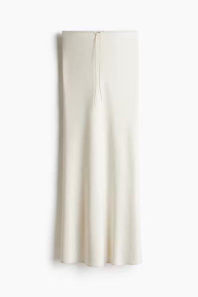 H & M - Satin Skirt with Drawstring - Beige | H&M (US + CA)