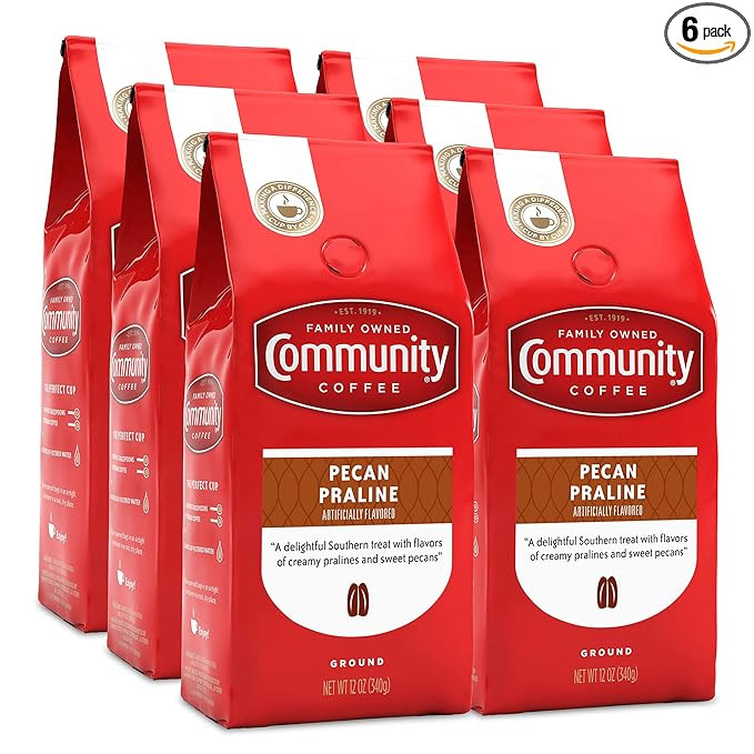 Community Coffee Pecan Praline Flavored 72 Ounces, Medium Roast Ground Coffee, 12 Ounce Bag (Pack... | Amazon (US)