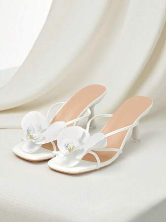 Clariva 2024 New Flower Decor High Heel Sandals, Ideal For European & American Vacation Style, Popular Among Travelers And Beach Goers In Summer Valentines Winter Gifts | SHEIN