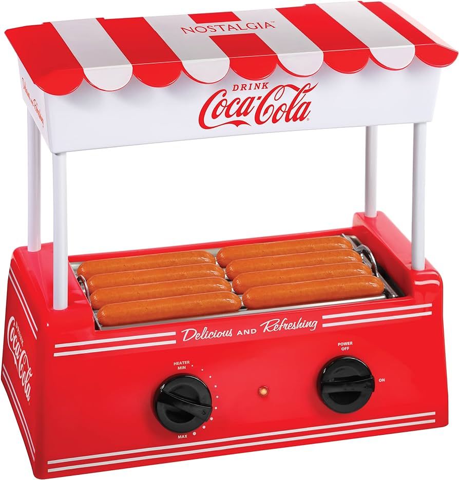 Nostalgia Coca-Cola Hot Dog Roller Holds 8 Regular Sized or 4-Foot-Long Hot Dogs and 6 Bun Capaci... | Amazon (US)