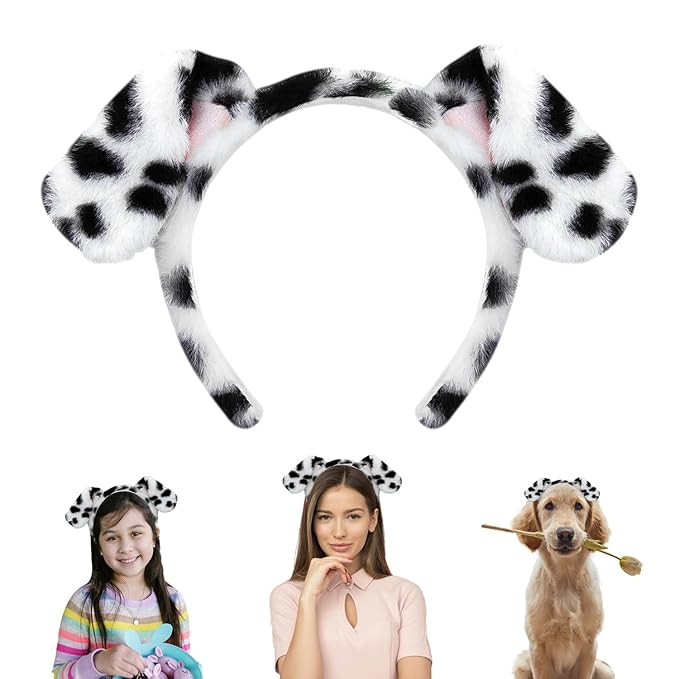 Beviliu Dalmatian Dog Ears Headband - Realistic Puppy Hairband Fluffy Adult Dogs Costume for Hall... | Amazon (US)
