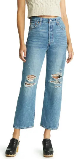 Levi's® Ribcage Ripped Ankle Straight Leg Jeans | Nordstrom | Nordstrom