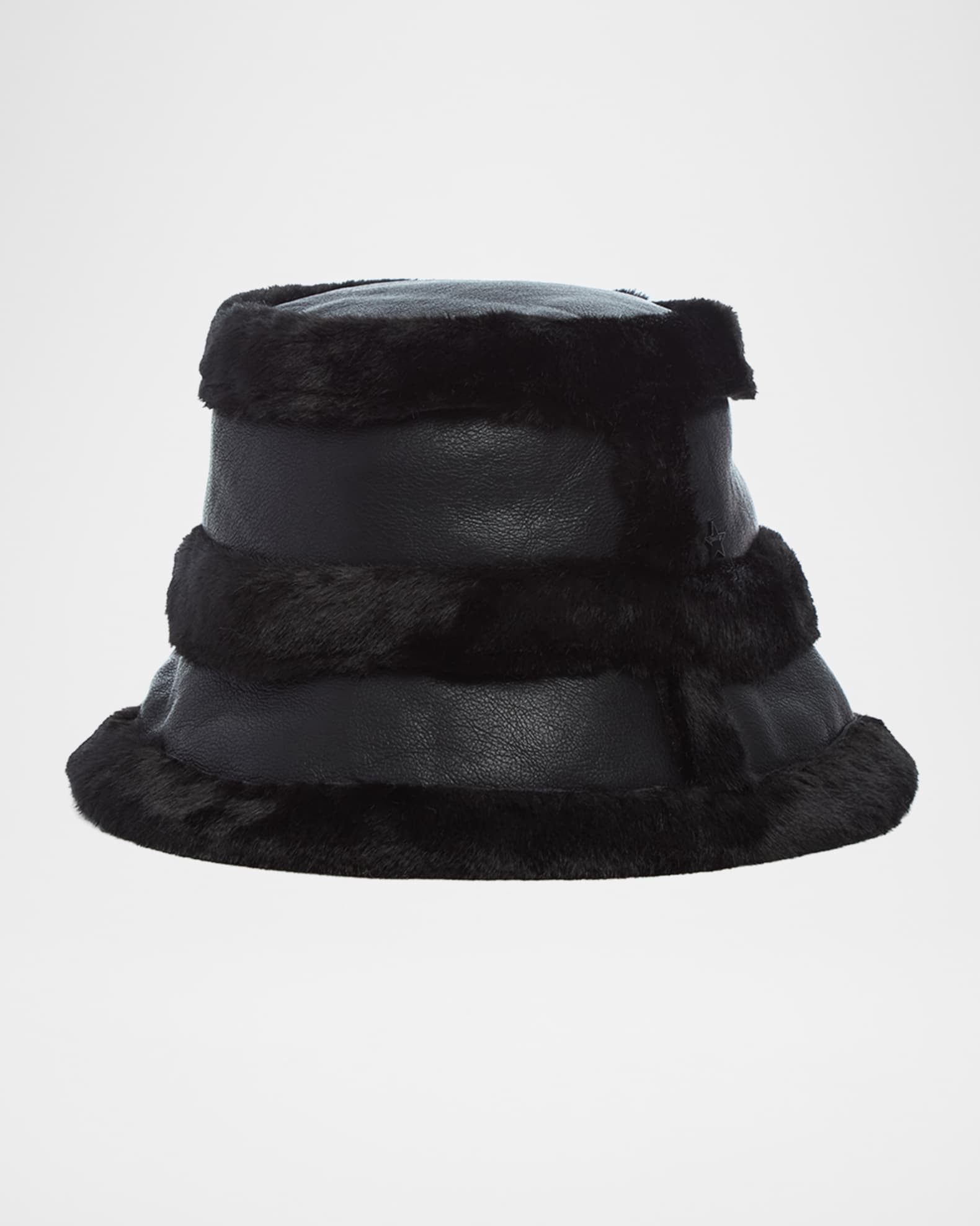 The Gstaad Faux Fur and Leather Bucket Hat | Neiman Marcus