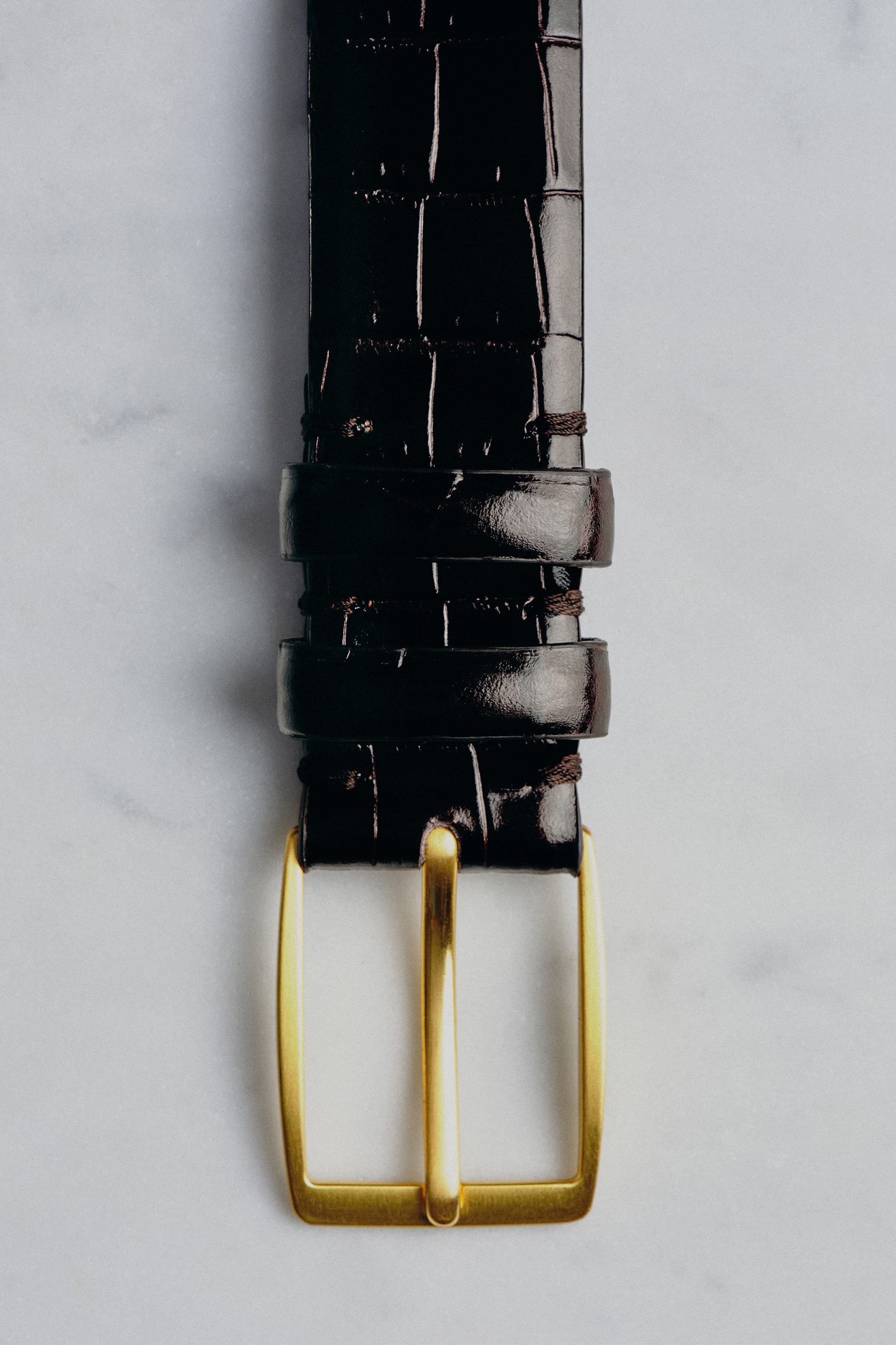 CROC-EMBOSSED LEATHER BELT - DARK BROWN | COS US | COS (EU)