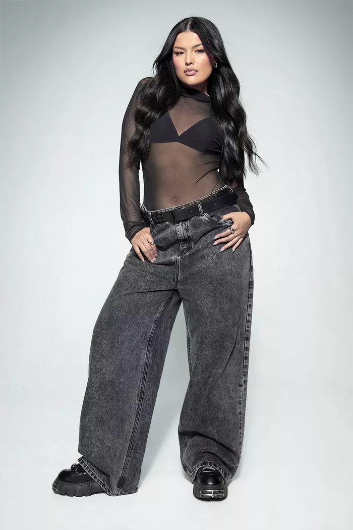 Kourtney Kardashian Barker Mesh Long Sleeve Bodysuit | Boohoo.com (UK & IE)