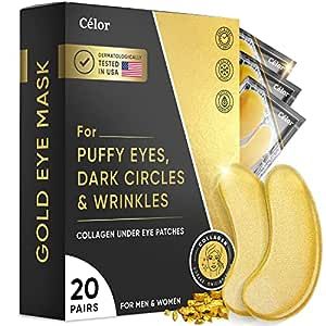 Under Eye Patches (20 Pairs) - Gold Under Eye Mask Amino Acid & Collagen, Under Eye Mask for Face... | Amazon (US)