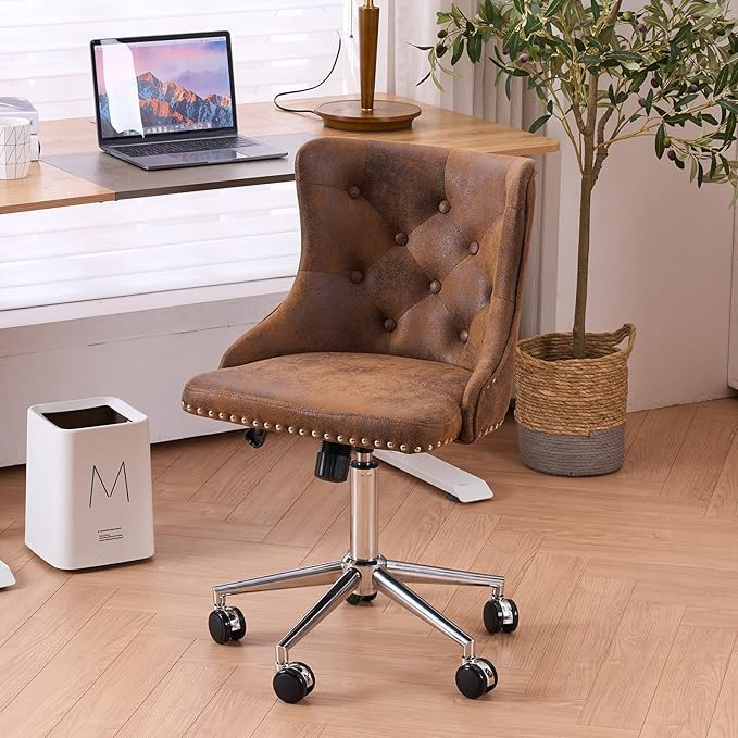 VINGLI Microfiber Rustic Swivel Desk Chair for Bedroom Retro Upholstered Modern Computer Desk Cha... | Amazon (US)