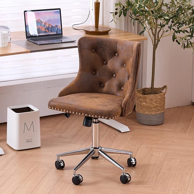 VINGLI Microfiber Rustic Swivel Desk Chair for Bedroom Retro Upholstered Modern Computer Desk Cha... | Amazon (US)