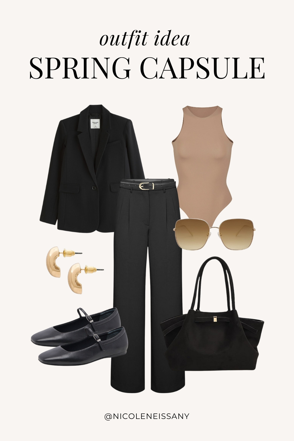 Spring outfit idea featuring my 2025 Spring Capsule Wardrobe staples | casual spring outfit, spring brunch outfit, spring date night outfit, spring date outfit, elevated casual spring outfit, spring work outfit, spring office outfit, casual spring outfit idea, spring outfits, spring shoes, 2025 spring trends, 2025 spring fashion trends, neutral capsule wardrobe, minimalist capsule wardrobe | blazer jacket, spring blazer, spring jacket, spring outerwear, sleeveless bodysuit, spring bodysuit, spring tops, tailored pants, tote bag, spring bag trends, ballet flats, spring shoe trends, spring shoes, gold teardrop earrings

#LTKSpring #LTKPetite #LTKTravel #LTKSaleAlert #LTKShoeCrush #LTKWorkwear #LTKFindsUnder100 #LTKStyleTip #LTKFindsUnder50 #LTKSeasonal