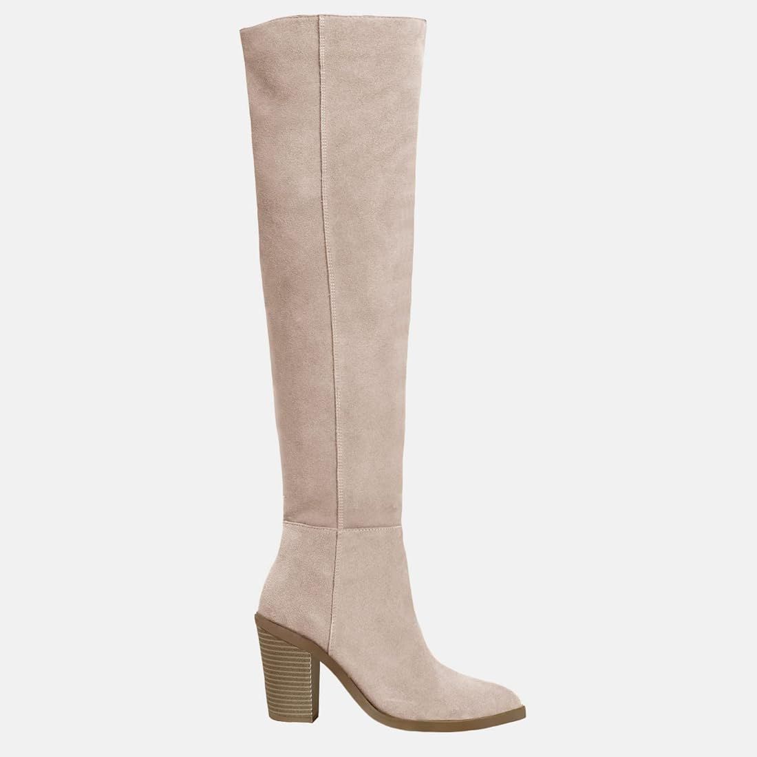 Juliet Holy Womens Knee High Boots Chunky Block Heel Pointed Toe Side Zipper Comfort Winter Dress Bo | Amazon (US)