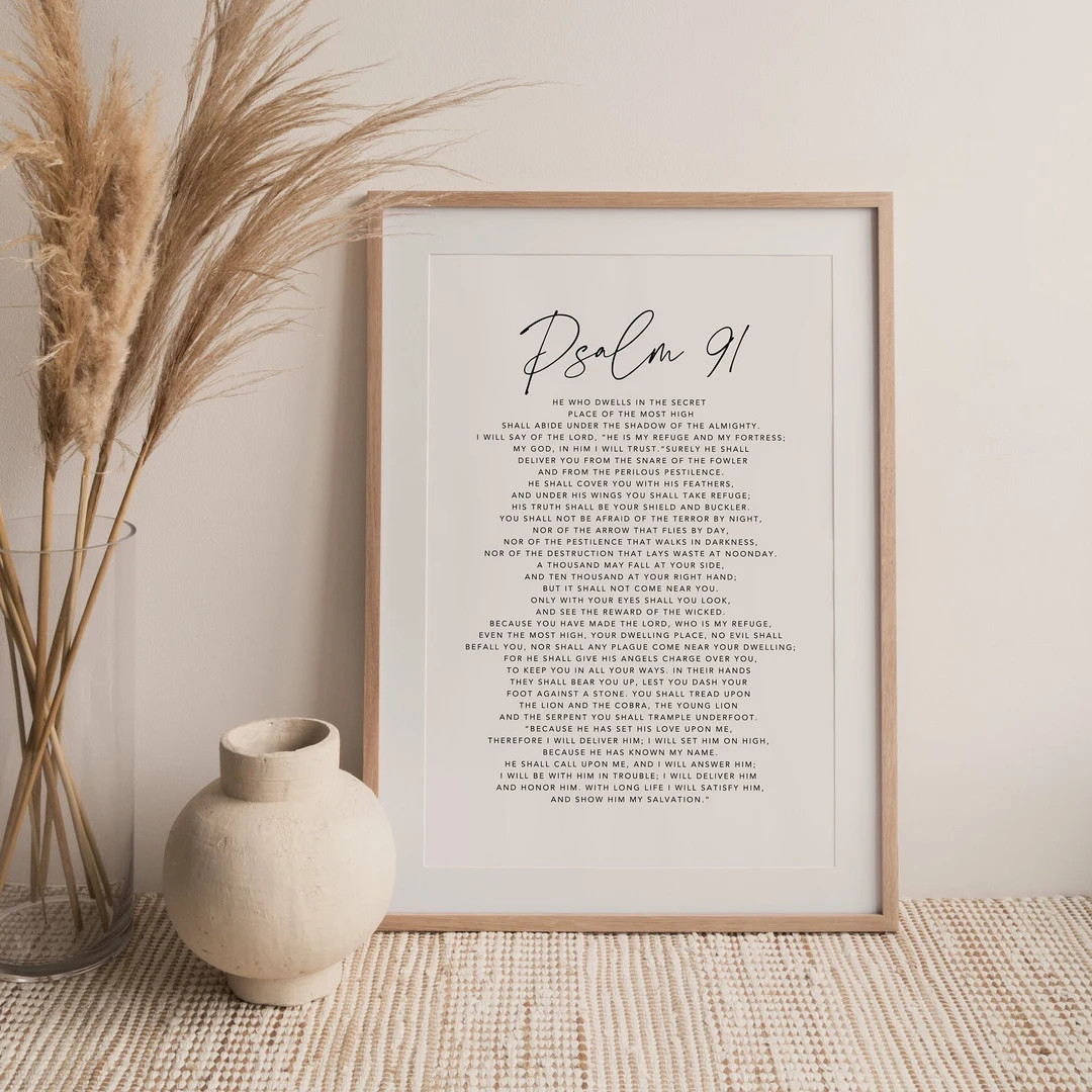 Psalm 91 Printable, Psalm 91 Wall Art, Bible Verse Printable, Christian Printable, Modern Christi... | Etsy (US)