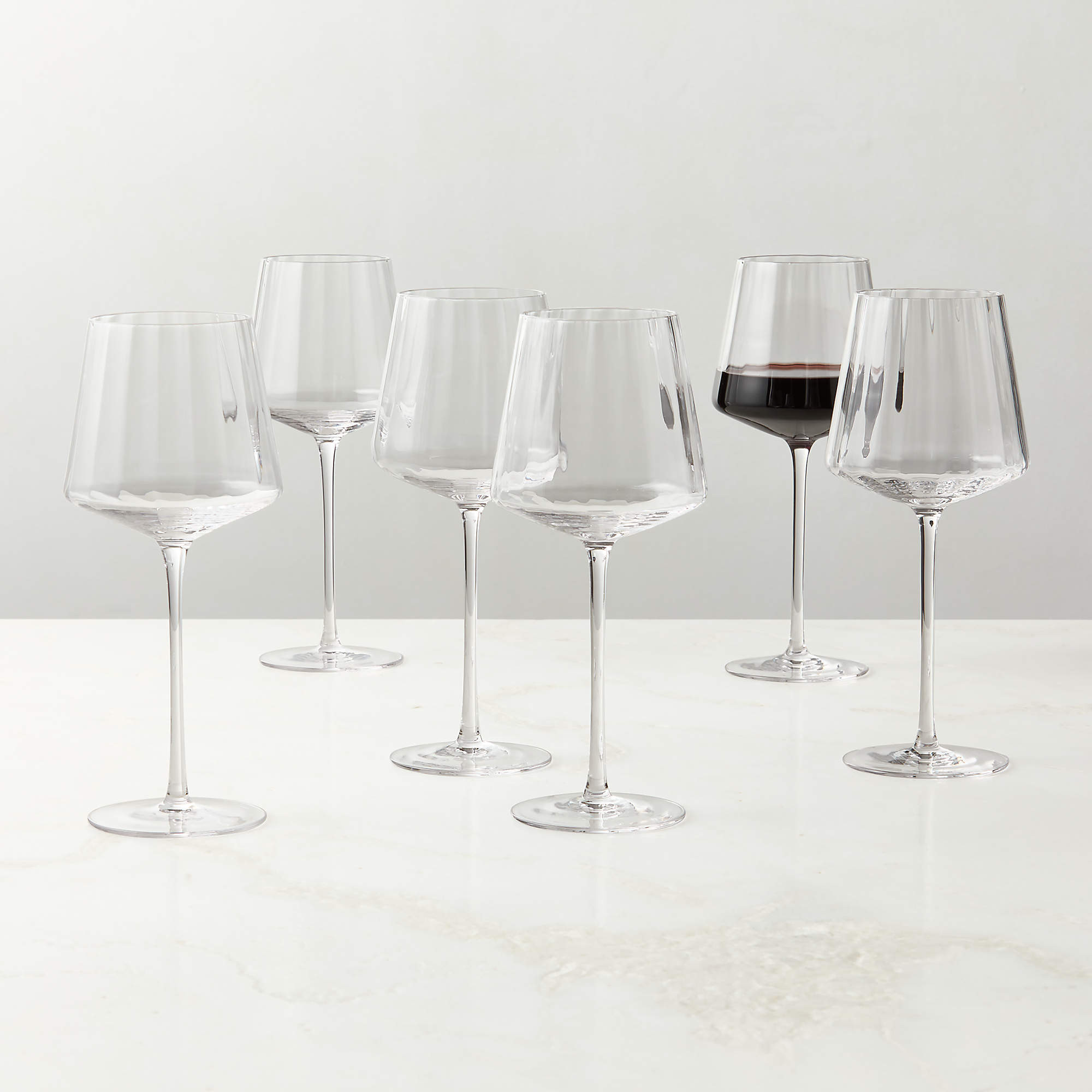 Muse Optic Fluted Red Wine Glasses Set of 6 + Reviews | CB2 | CB2