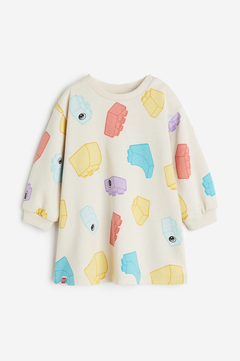 Print-motif Sweatshirt Dress - Light beige/LEGO DUPLO - Kids | H&M US | H&M (US + CA)