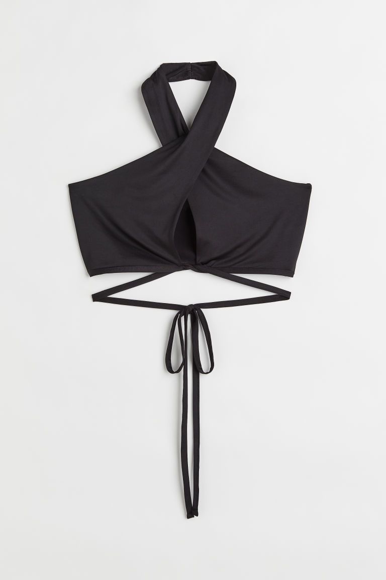 H & M - Halterneck crop top - Black | H&M (US)