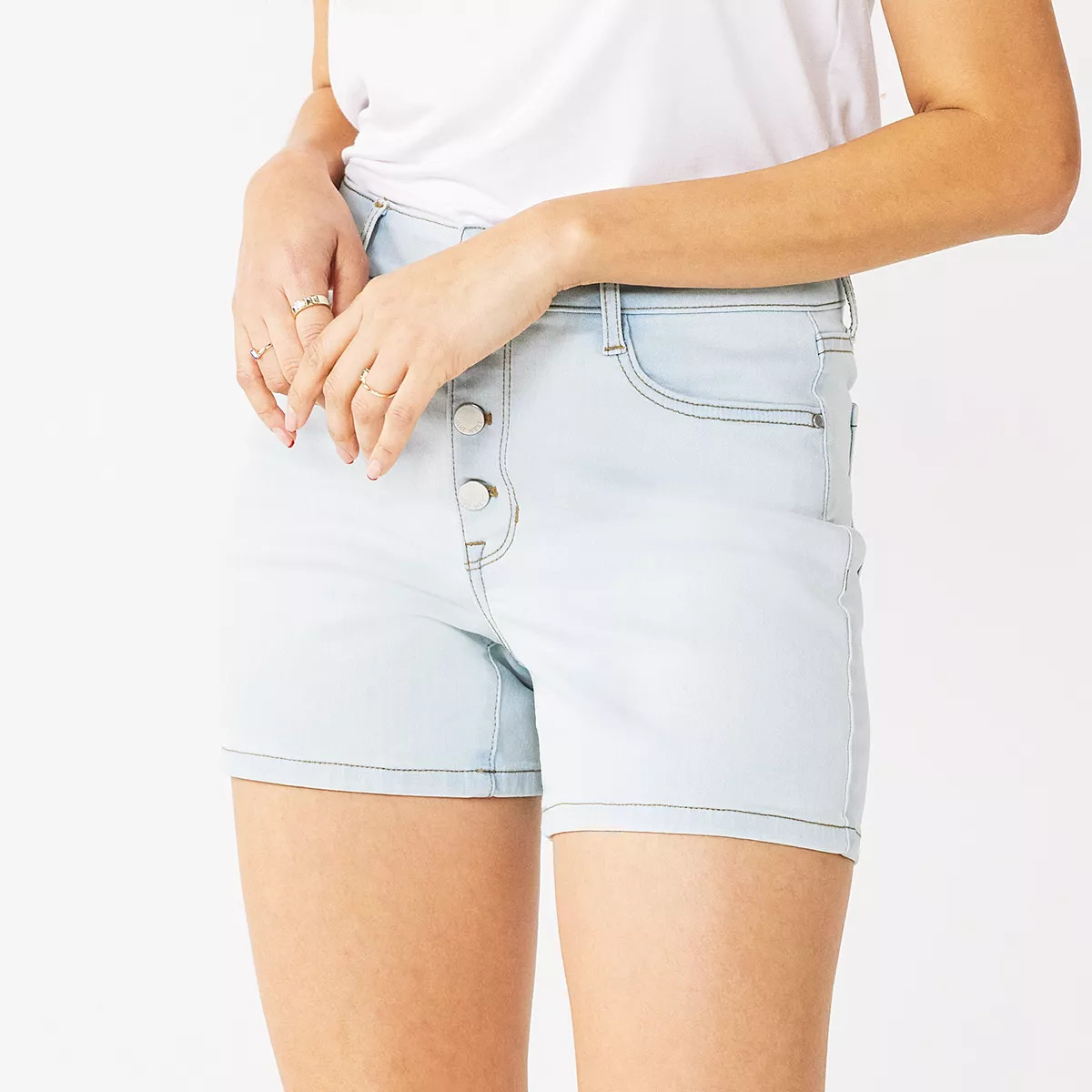 Women's Nine West Slimming Button Front High-Waisted Shorts | Kohl's
