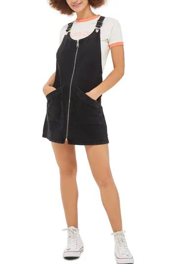 Women's Topshop Denim Pinafore Dress, Size 2 US (fits like 0) - Black | Nordstrom