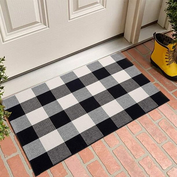 Cotton Buffalo Plaid Rugs Black and White Checkered Rug Welcome Door Mat (17.7"x27.5") Rug for Ki... | Walmart (US)