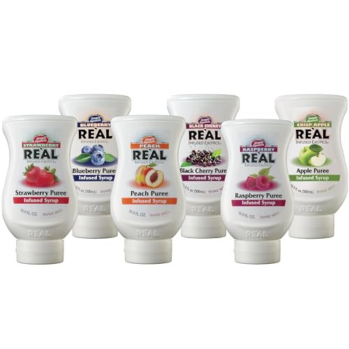 Reàl Fruit Infused Flavoring Syrup Variety - Strawberry, Raspberry, Peach, Blueberry, Black Cher... | Amazon (US)