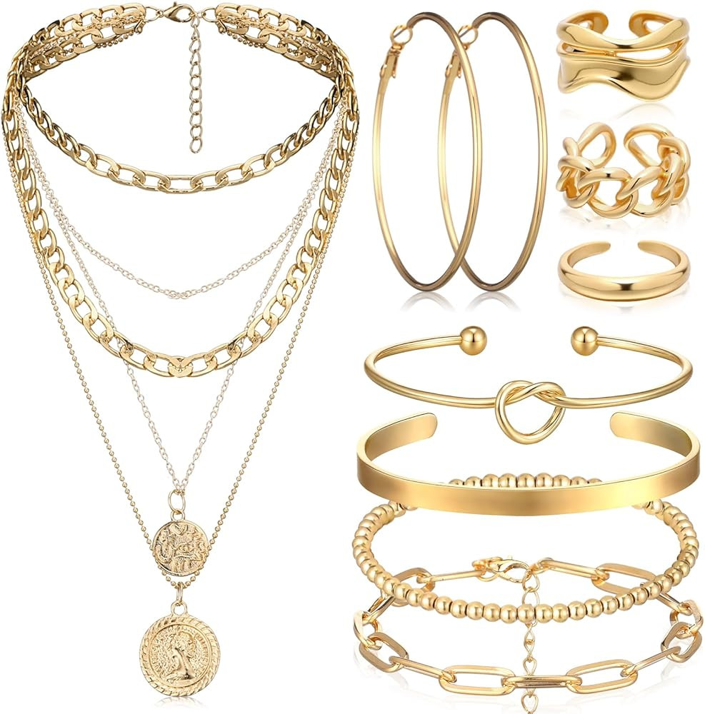 Ecally Bohemian Western Jewelry Turquoise Set Women Country Pendant Long Choker Layered Bracelets... | Amazon (US)