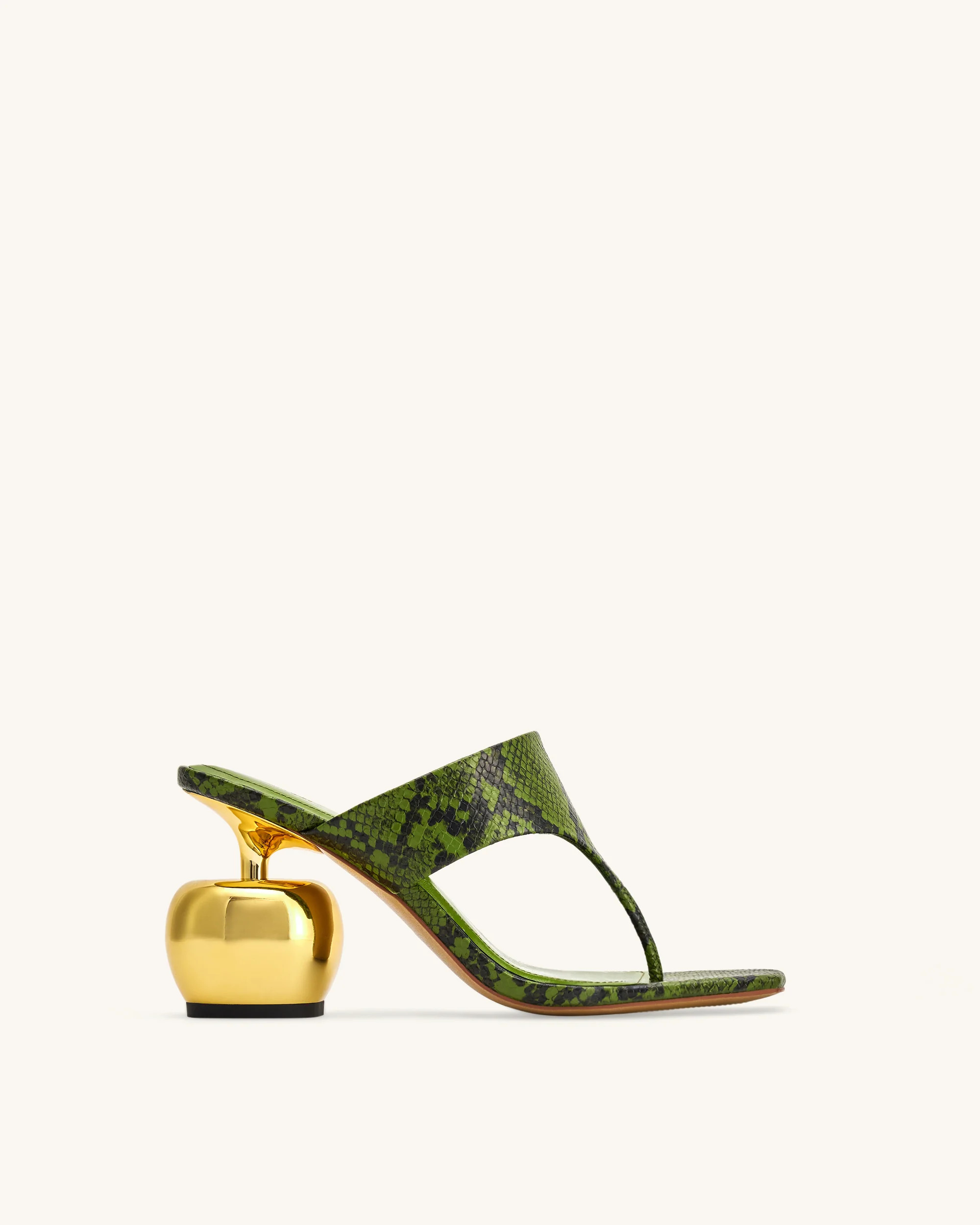 Naomi Snakeskin Heeled Flip Flops - Green | JW PEI US