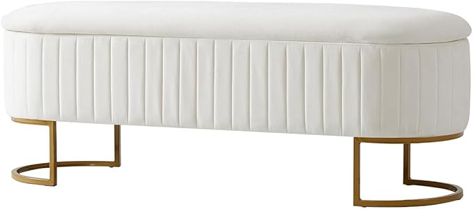EcoHarbor Living 50.5" Velvet Bedroom Storage Bench Ottoman, Upholstered End of Bed Bench with Go... | Amazon (US)