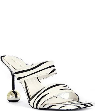 Ophiel Zebra Print Calf Hair Ball Heel Slide Sandals | Dillard's