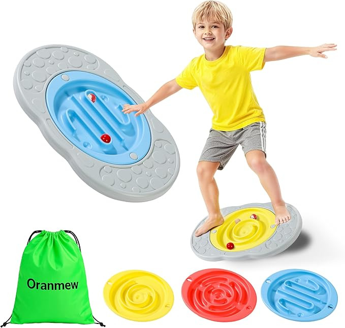 2-in-1 Kids Maze Balance Board, 3 Swappable Labyrinths & 3 Challenge Balls, Non-Slip Rubber Base ... | Amazon (US)