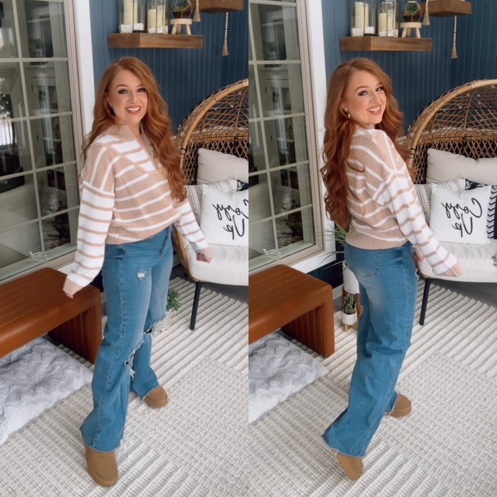 Pink lily outfit ! Cute striped zip up and wide leg jeans ! 

Size small top - true to size 
Size 27 jeans (sized down one!) 

Code: FEBRUARY20


#LTKPetite #LTKStyleTip #LTKMostLoved