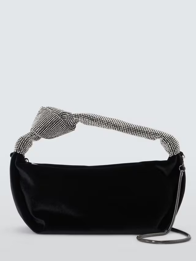 John Lewis Velvet Knot Handle Zip Bag, Deep Red | John Lewis (UK)