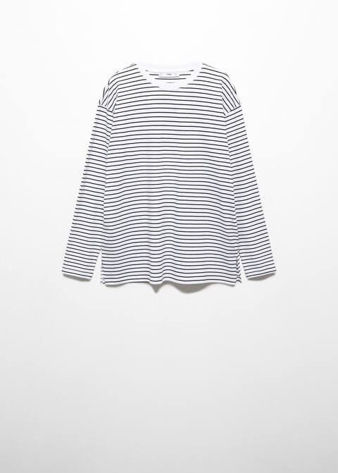 Striped cotton t-shirt -  Women | Mango USA | MANGO (US)