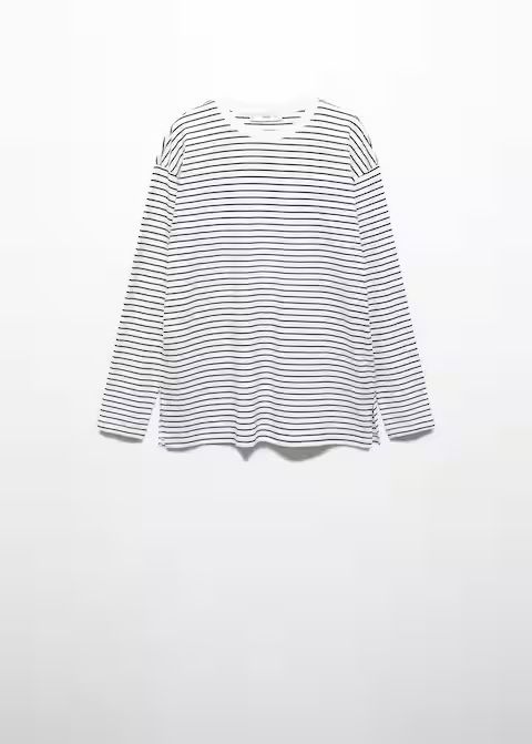 Striped cotton t-shirt -  Women | Mango USA | MANGO (US)