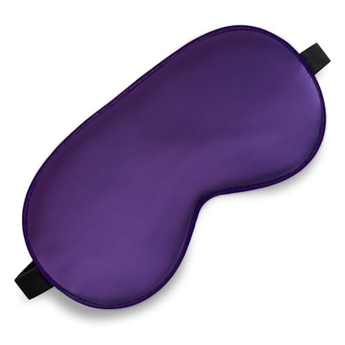 Sleep Mask, Silk Eye Mask for Sleeping with Adjustable Strap, Blindfold Eyeshade for Men & Women, Comfortable & Soft Eye Cover Eyeshade for Night Sleep (Dark Purple) | Amazon (US)