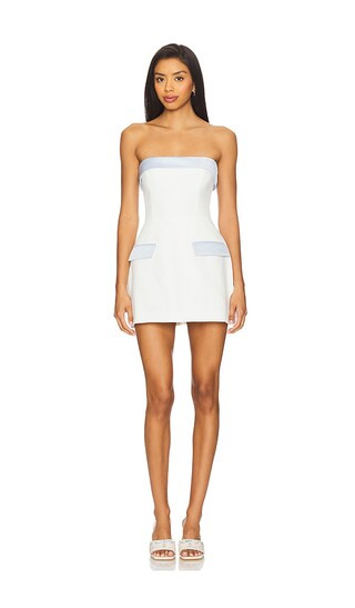 Lucienne Skort Romper in Ivory & Powder Blue | Revolve Clothing (Global)