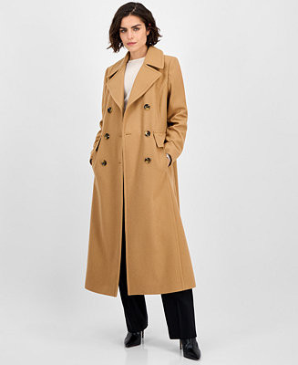 Anne Klein Women's Double-Breasted Maxi Coat - Macy's | Macy's