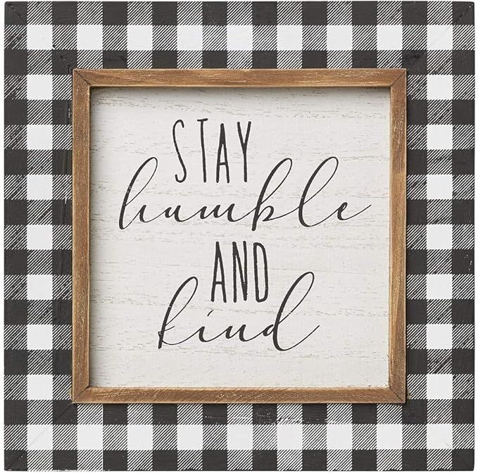 Collins Painting 'Stay Humble and Kind' Rustic Plaid Wood-Framed Sign | Amazon (US)