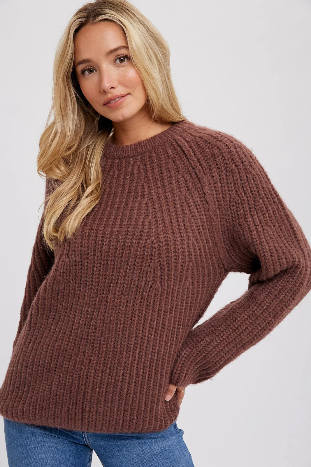Brown Basic Chunky Knit Sweater | PinkBlush Maternity