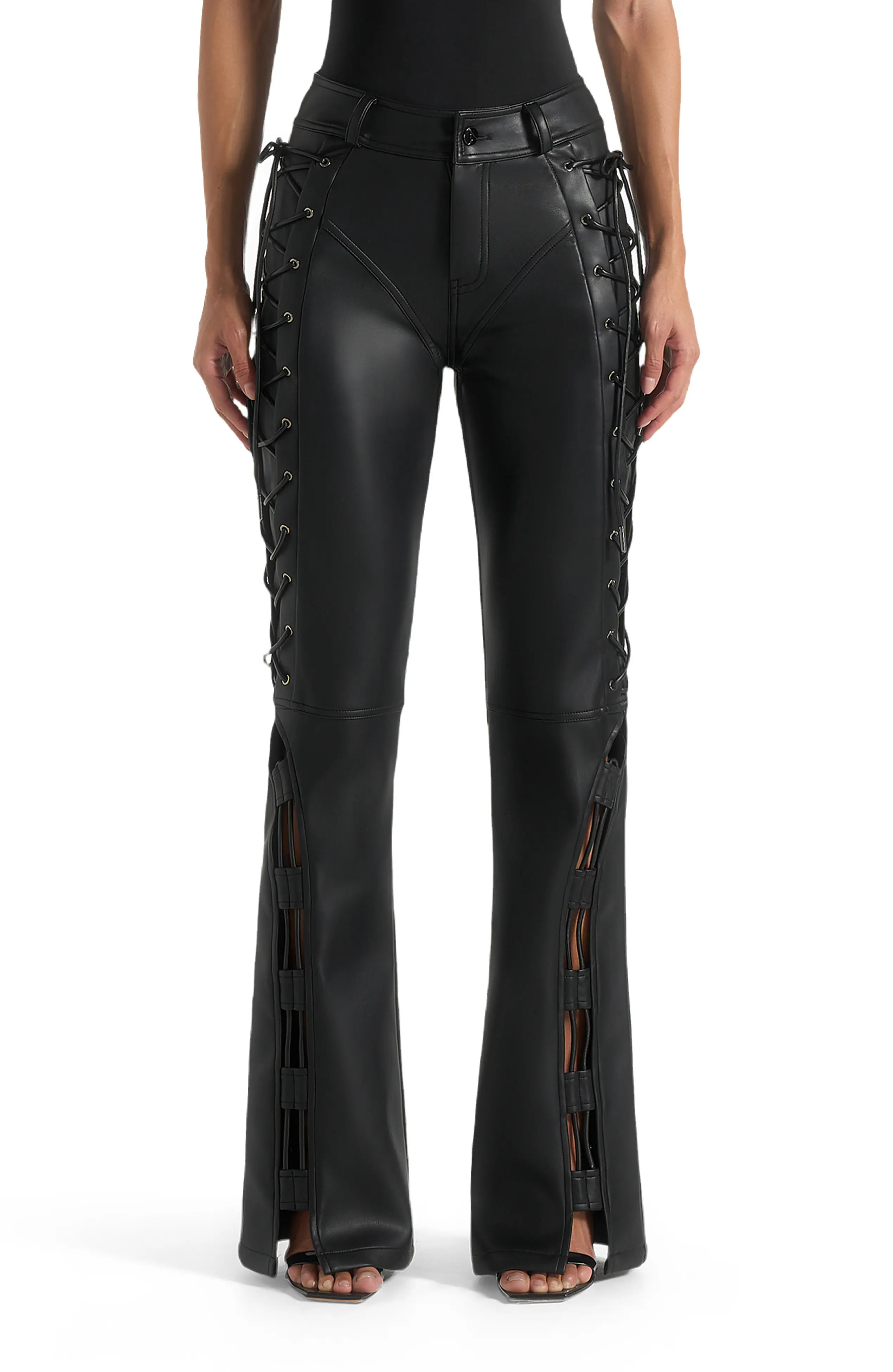 Mani\u00e8re De Voir Ambre Leather Lace Up Flared Trousers (Women) | Nordstrom | Nordstrom