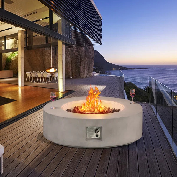 14.9606'' H x 20.4724'' W Magnesium Oxide Natural Gas Outdoor Fire Pit Table | Wayfair North America