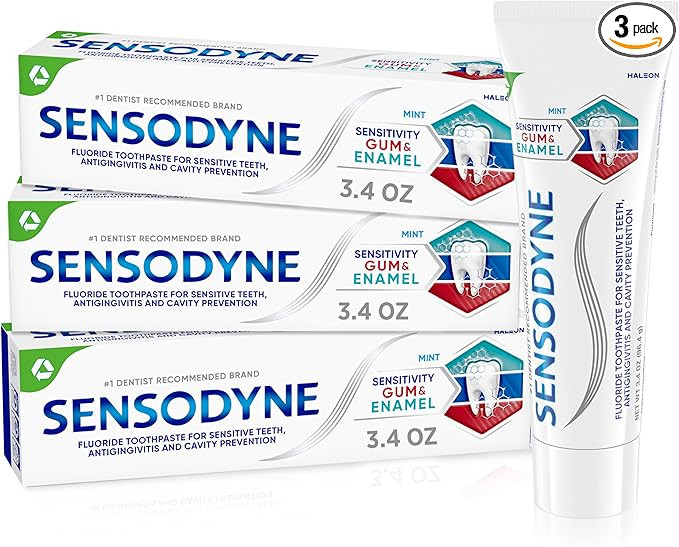 Sensodyne Toothpaste Sensitivity Gum and Enamel, Triple Protection, Refreshing Fluoride Toothpast... | Amazon (US)