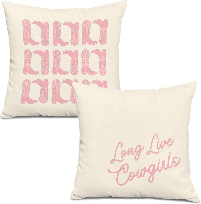 Long Live Cowgirls Western Pillow Covers 18x18 Set of 2, Coastal Cowgirl Room Decor, Cowgirl Bedr... | Amazon (US)