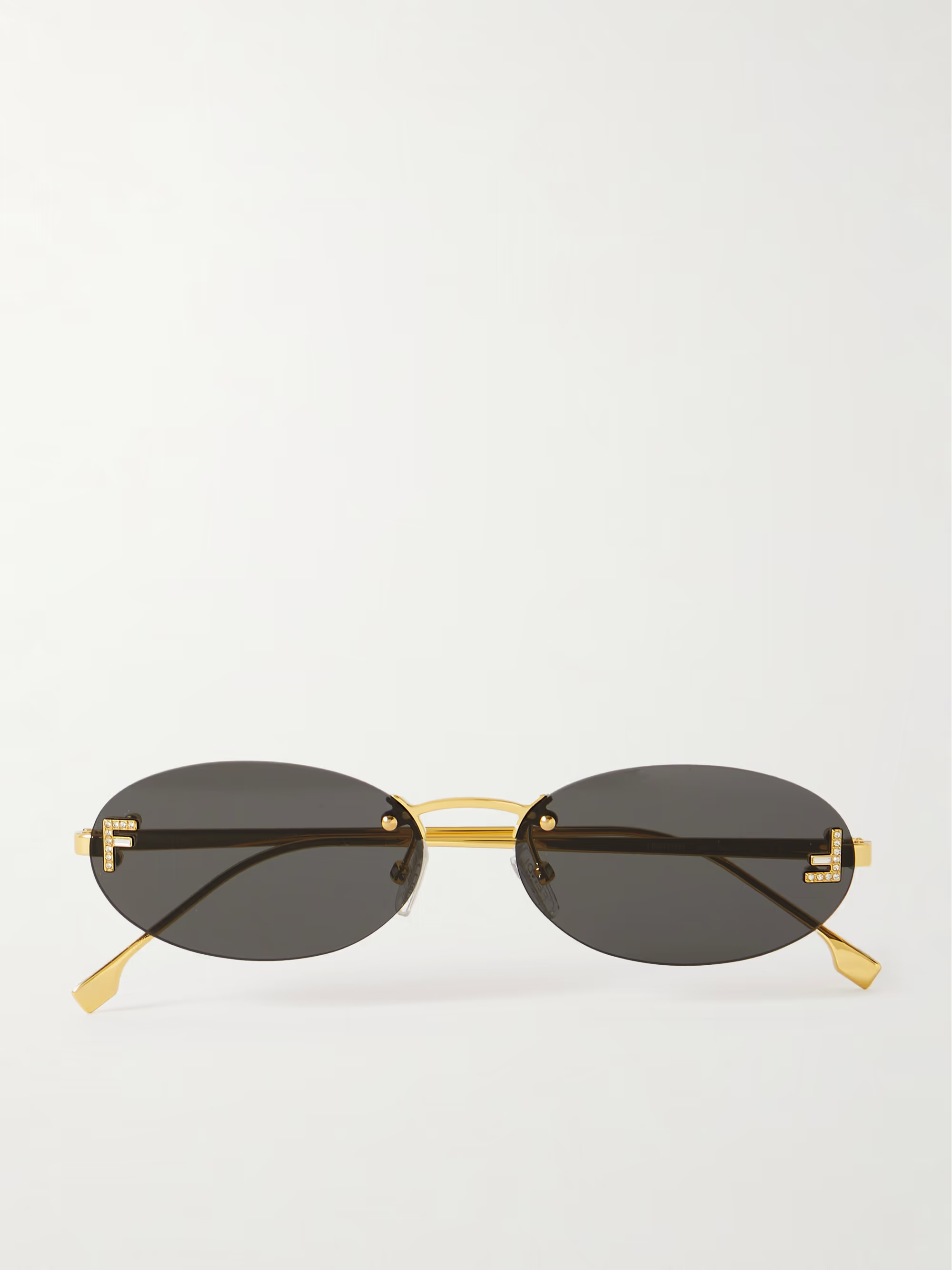 Rimless oval-frame crystal-embellished gold-tone sunglasses | NET-A-PORTER (US)