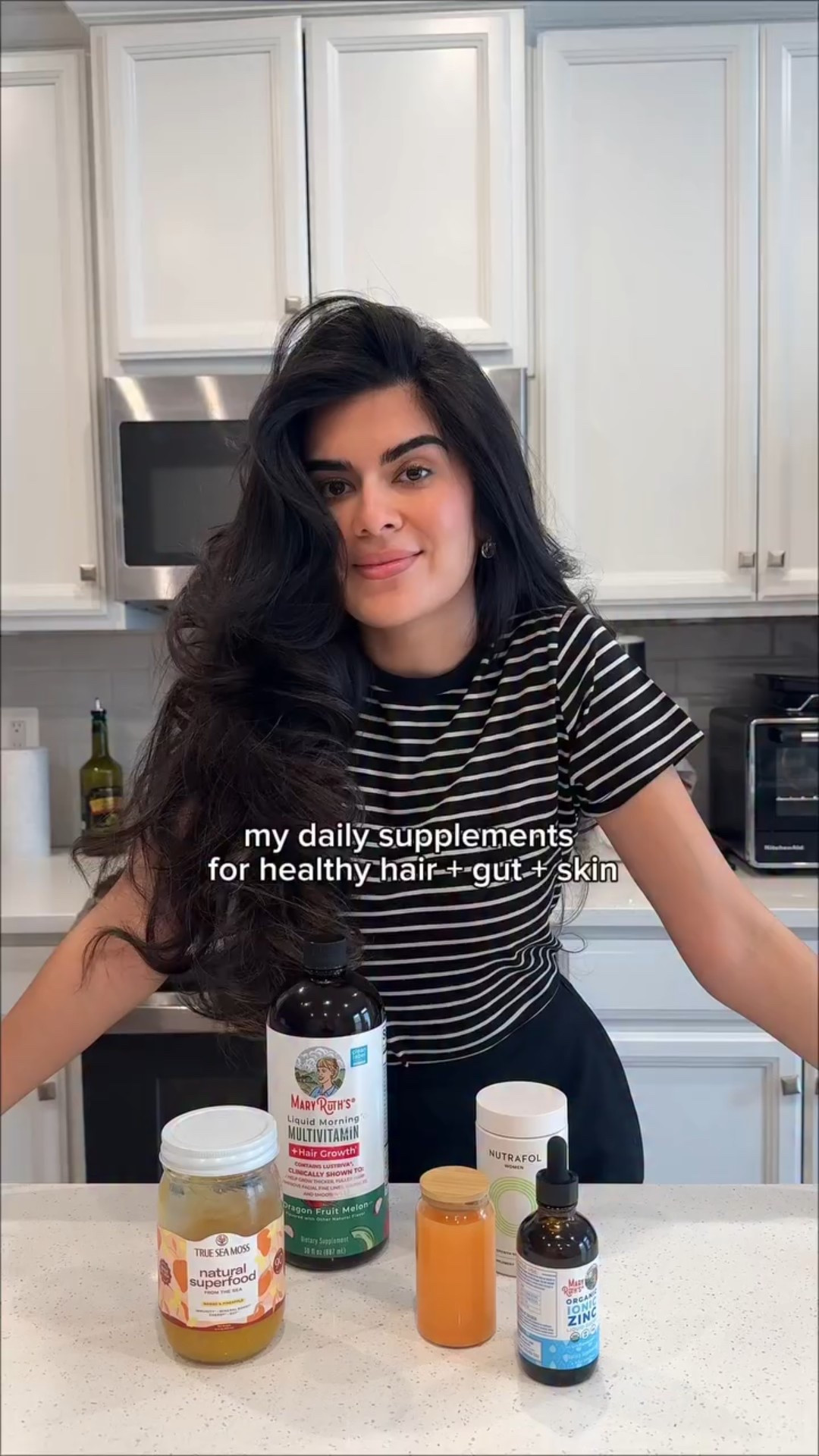 My daily supplements for long hair and glass skin 🤍 for Mary Ruth Multivitamin use my code MROSEETORRA for extra $$ off! 