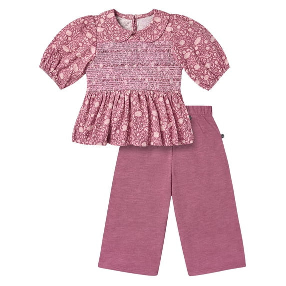 Modern Moments by Gerber Toddler Girl Top with Decorative Smocking Pant, 2-Piece, 12 Months - 5T | Walmart (US)