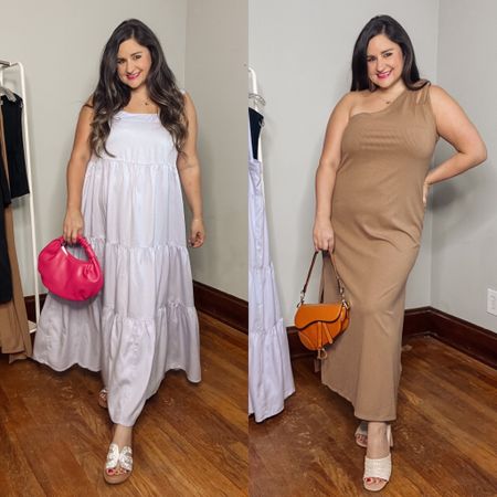 Beautiful maxi dresses from The Drop! Wearing an l in the lavender and an xl in the brown one shoulder maxi!

Paired with sparkly sandals and rattan sandals plus a statement purse!

Amazon the drop, tent dress, ribbed dress maxi dress, summer dress

#LTKcurves #LTKshoecrush #LTKunder50