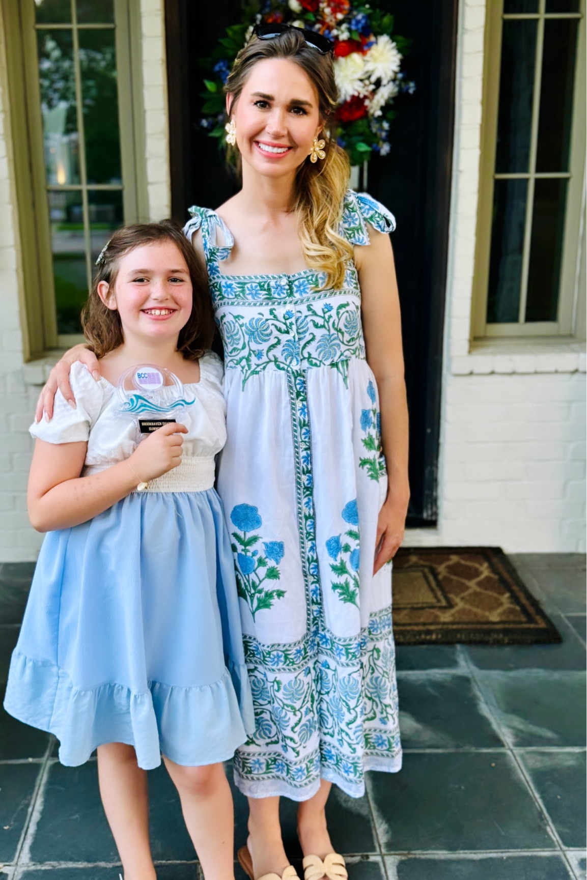 White and blue mommy and me looks tonight. My tuckernuck dress is such a classic and has become a wardrobe staple. Well worth the higher price point. It now also comes in a shorter version with sleeves. Arabelle picked out her dress from Amazon and felt so grown up with the cute bow detail in the back. 

#LTKFamily #LTKOver40 #LTKSeasonal