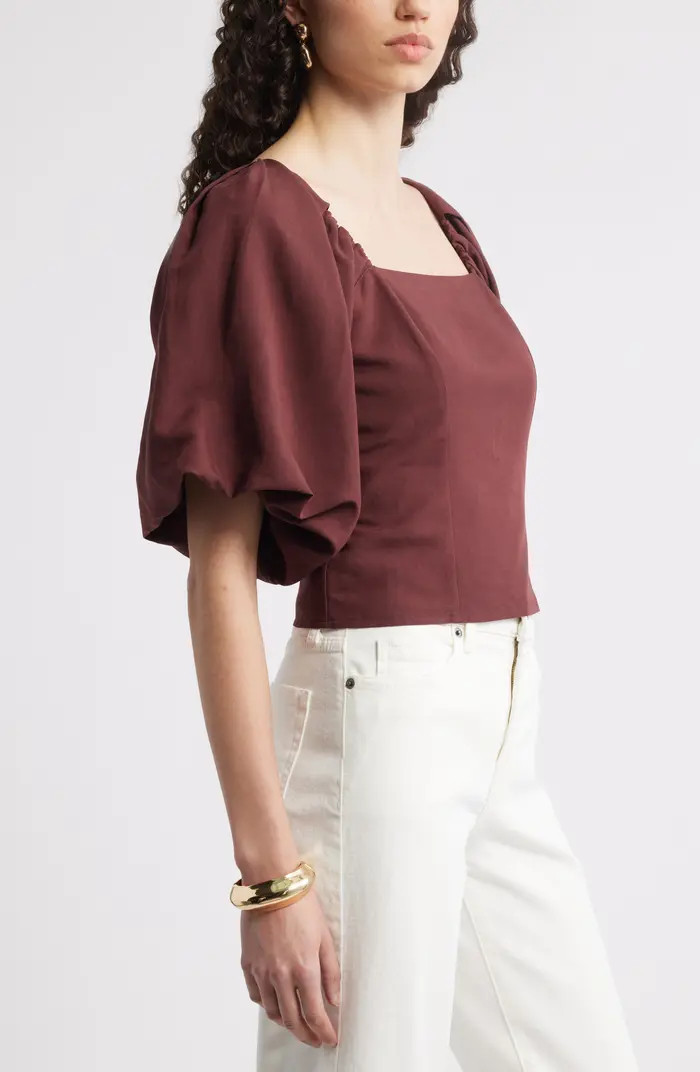 Puff Sleeve Square Neck Top | Nordstrom