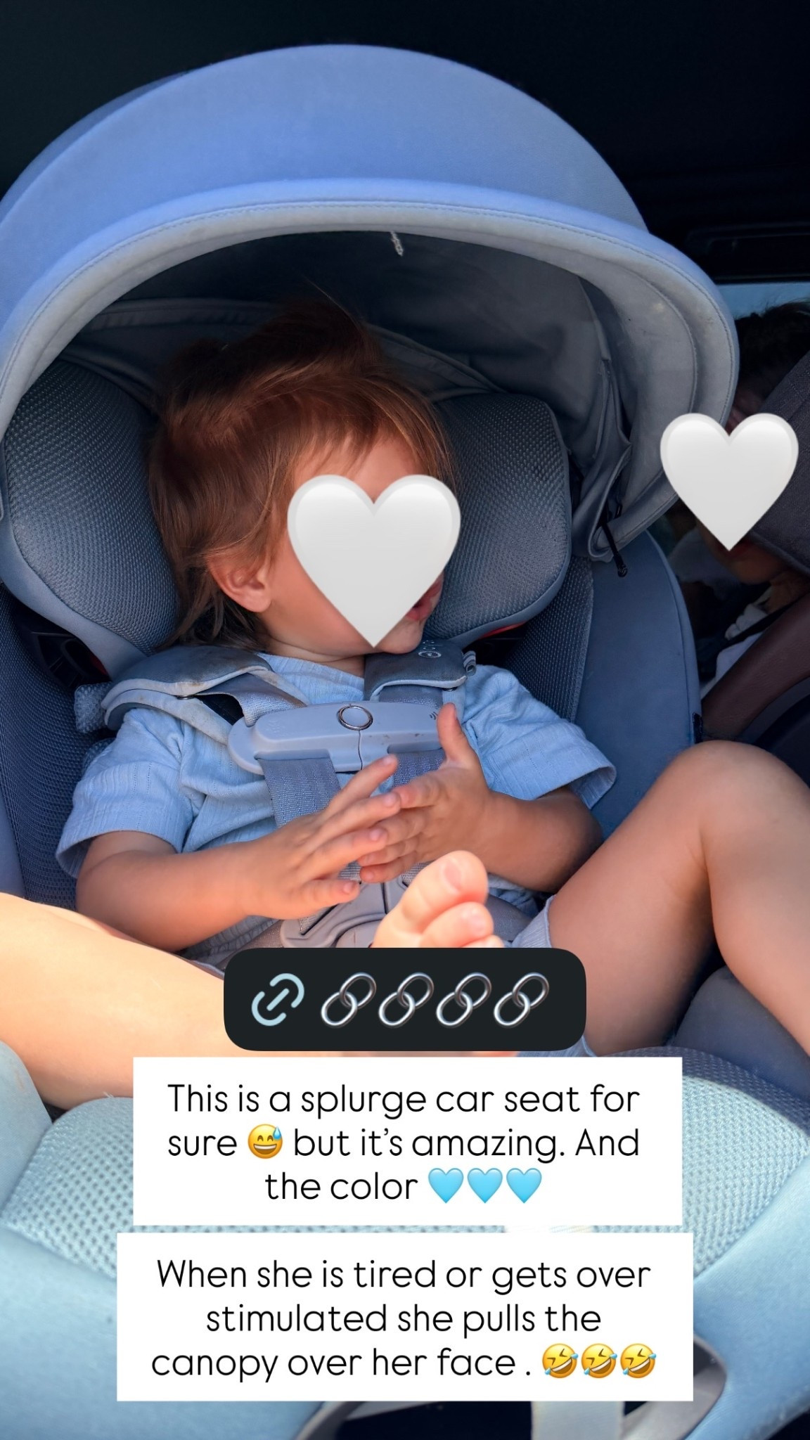 🤍 🤍 This is a splurge car seat for sure 😅 but it’s amazing. And the color 🩵🩵🩵

When she is tired or gets over stimulated she pulls the canopy over her face . 🤣🤣🤣

#LTKKids #LTKBaby #LTKmomlife