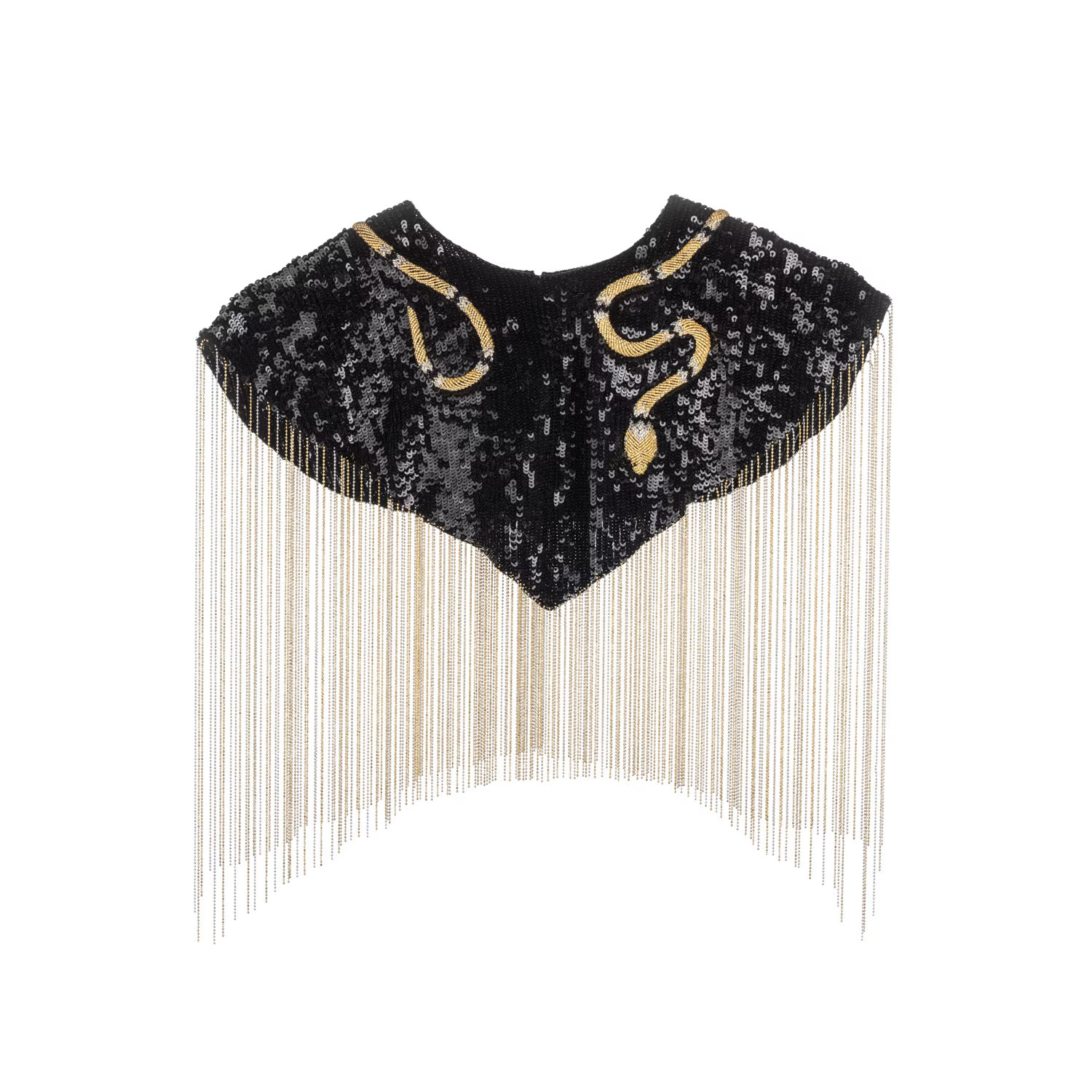 Laines London Hand Beaded Gold Snake Tassel Cape | Wolf & Badger
